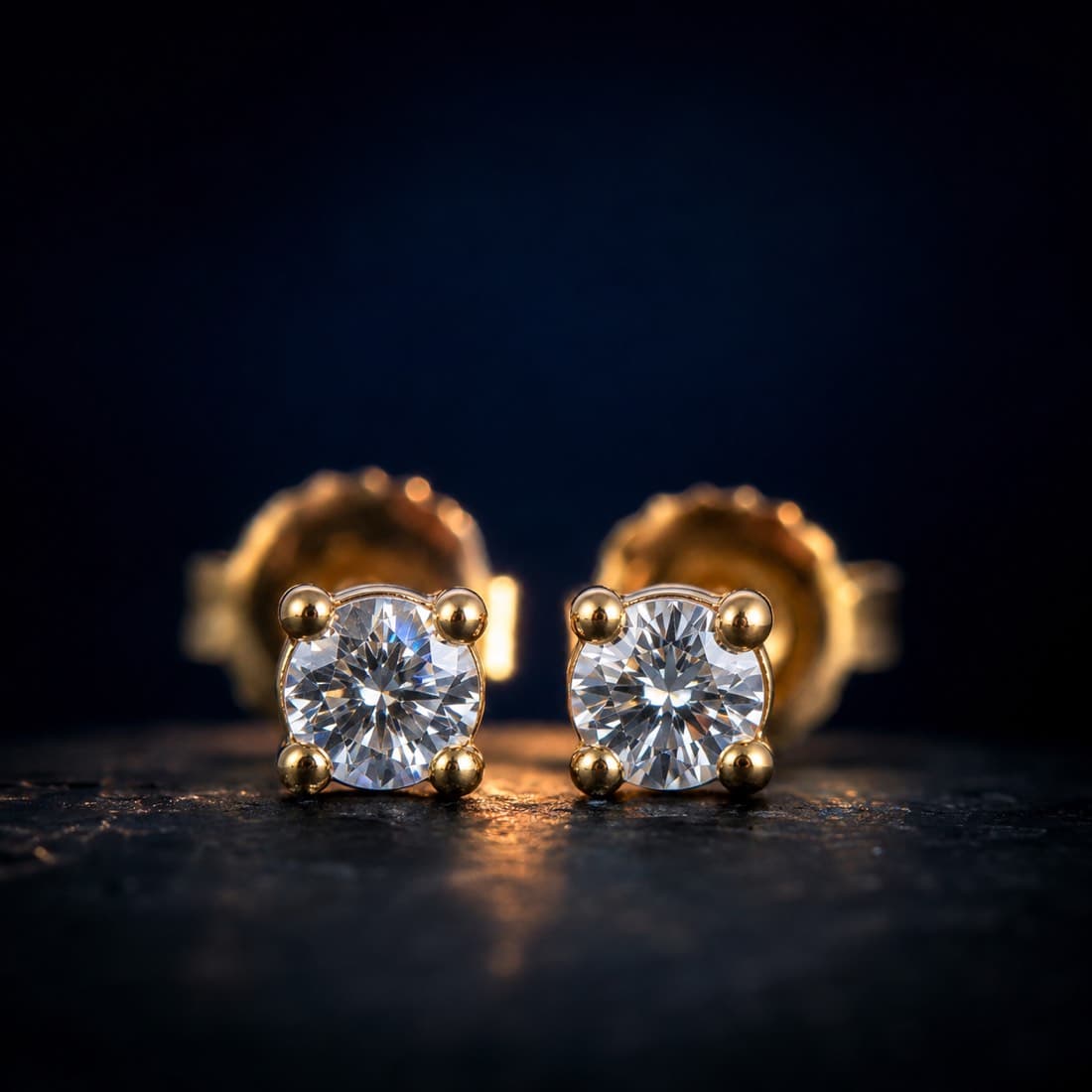 Lab-Grown Diamond Stud Pair 0.20 ct TCW — 9ct Gold — Two lab-created diamonds, 0.20 ct total carat weight across the pair.